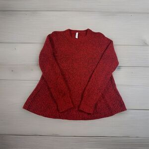 Athleta Sweater Womens Medium Red Sierra Crew Wool Blend Long Sleeve Chunky Knit
